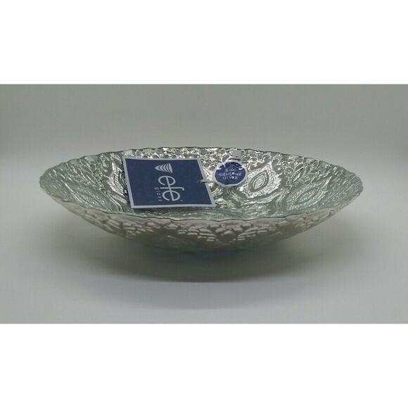 EFE Glass Turkish Handmade Decorative 100% Genuine Silver Bowl 8.50”w X 1.75”h - Picture 3 of 5